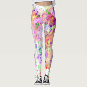 Fun Red, Orange, Lila & Green Paint Spritzer Leggings
