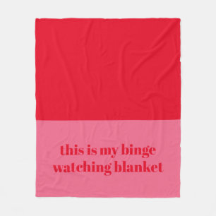 Fun Red Pink Custom Quote Binge Watching Fleecedecke