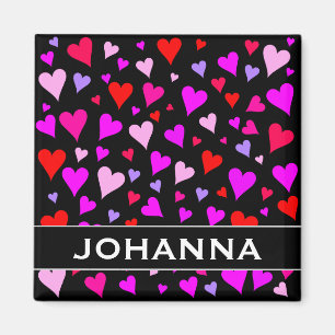 Fun Red, Pink, Lila & Magenta Herzmuster Magnet