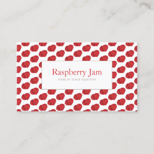 Fun Red Realistic Raspberry Pattern Business Card Visitenkarte