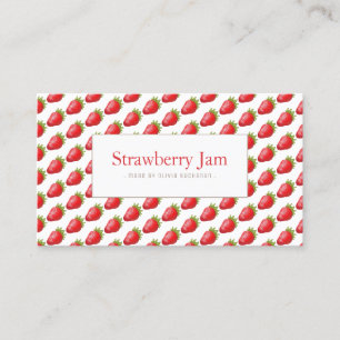 Fun Red Realtime Strawberry Pattern Business Card Visitenkarte