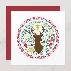 Fun Red Script Santa Reindeer Name Weihnachten