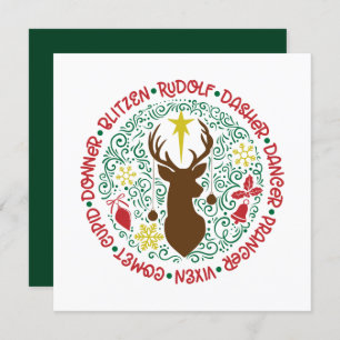 Fun Red Script Santa Reindeer Name Weihnachten