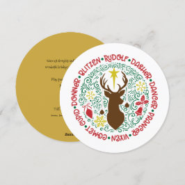 Fun Red Script Santa Reindeer Name Weihnachten