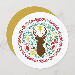 Fun Red Script Santa Reindeer Name Weihnachten
