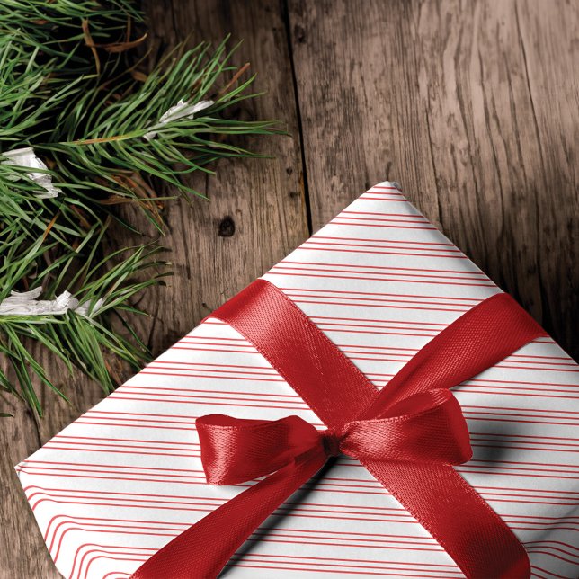 Fun Red & White Candy Strip Festliche Weihnachten Geschenkpapier (Fun Red & White Candy Can Stripe Festive Christmas Wrapping Paper)