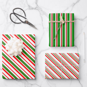 Fun Red, White, Green Christmas Inspiriert Muster Geschenkpapier Set