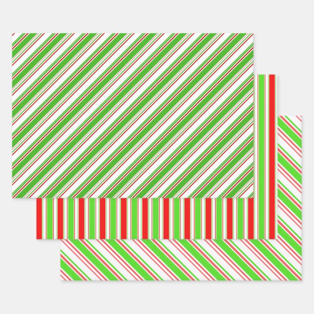 Fun Red, White, Green Christmas Inspiriert Muster Geschenkpapier Set (Set)