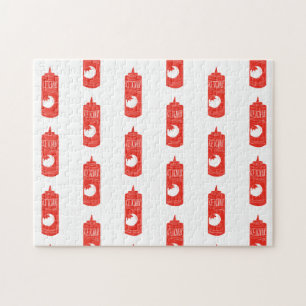 Fun Red White Ketschup Pattern Sauce Puzzle