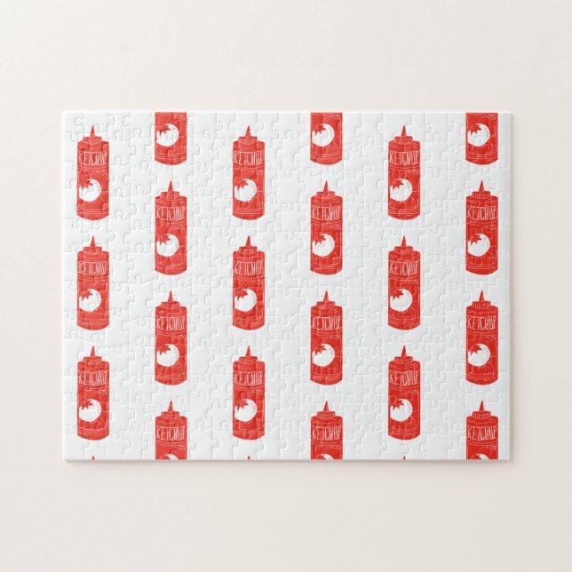 Fun Red White Ketschup Pattern Sauce Puzzle (Horizontal)