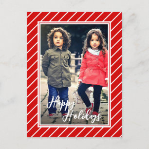 Fun Red White Peppermint Candy Cane Stripe Holiday Postkarte
