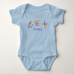 Fun Regenbogen Hai Geburtstagsparty Familie Kinder Baby Strampler