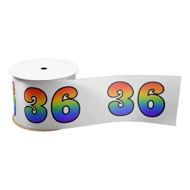 Fun, Regenbogenmuster "36" Ereignisnummer (grau) Satinband (Spule)