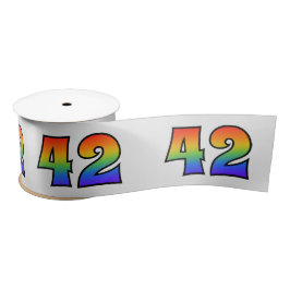 Fun, Regenbogenmuster "42" Ereignisnummer (grau) Satinband