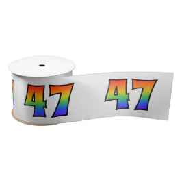 Fun, Regenbogenmuster "47" Ereignisnummer (grau) Satinband