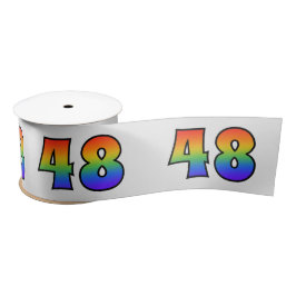 Fun, Regenbogenmuster "48" Ereignisnummer (grau) Satinband
