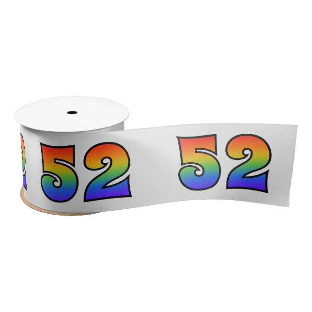 Fun, Regenbogenmuster "52" Ereignisnummer (grau) Satinband (Spule)