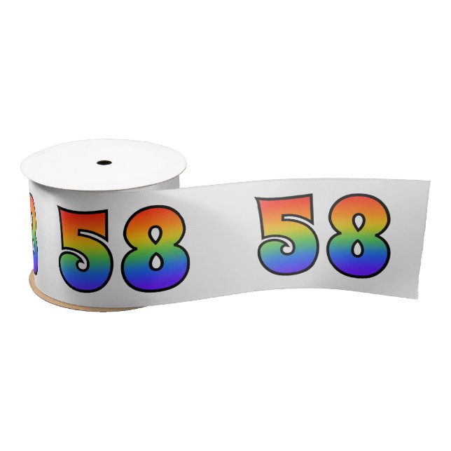 Fun, Regenbogenmuster "58" Ereignisnummer (grau) Satinband (Spule)