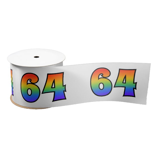 Fun, Regenbogenmuster "64" Ereignisnummer (grau) Satinband (Spule)