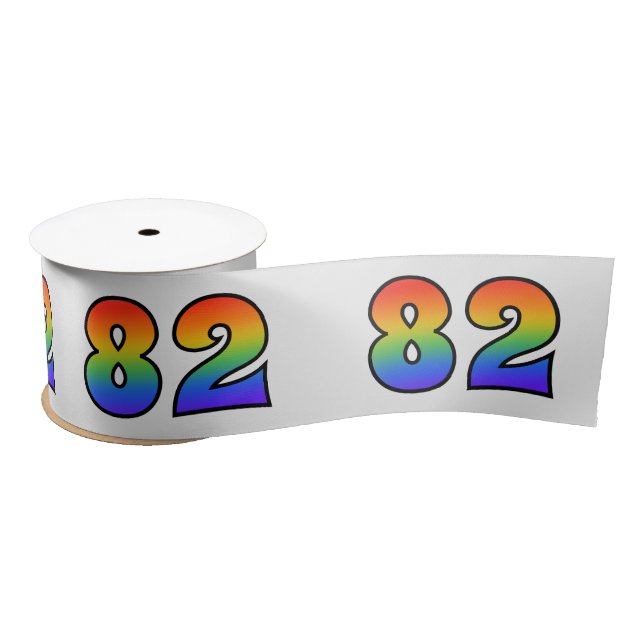 Fun, Regenbogenmuster "82" Ereignisnummer (grau) Satinband (Spule)