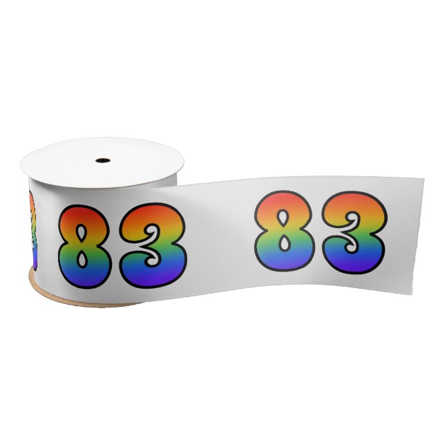 Fun, Regenbogenmuster "83" Ereignisnummer (grau) Satinband (Spule)