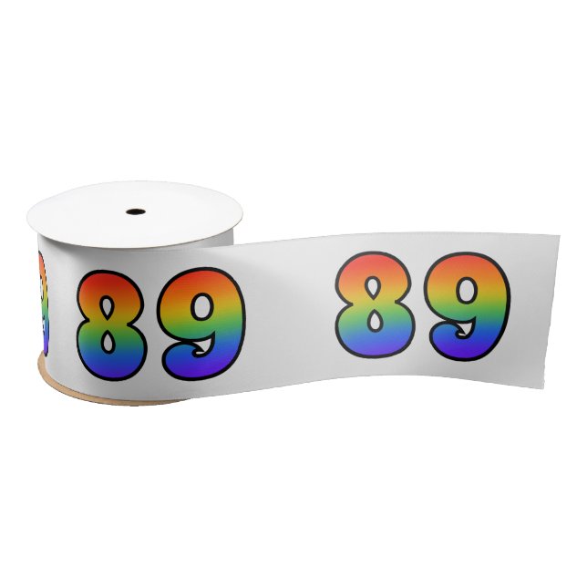 Fun, Regenbogenmuster "89" Ereignisnummer (grau) Satinband (Spule)
