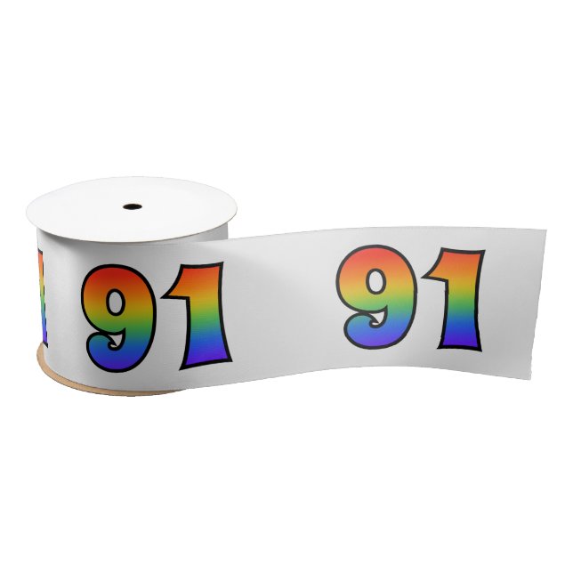 Fun, Regenbogenmuster "91" Ereignisnummer (grau) Satinband (Spule)