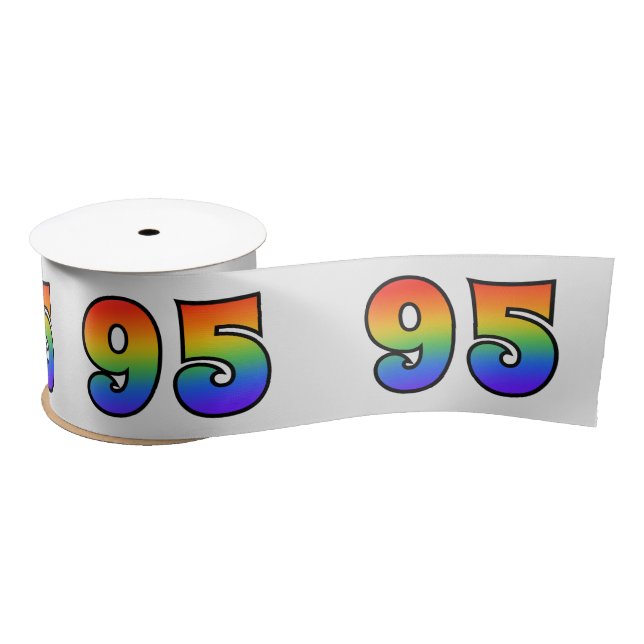Fun, Regenbogenmuster "95" Ereignisnummer (grau) Satinband (Spule)