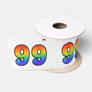 Fun, Regenbogenmuster "99" Ereignisnummer (grau) Satinband