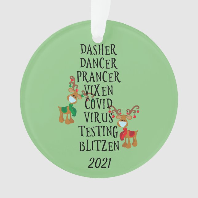 Fun Reindeer Names Covid 2021 Quarantine Ornament (Vorderseite)