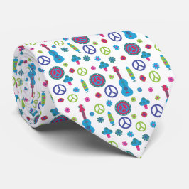 Fun Retro 70's Peace Liebe & Music Colorful Krawatte