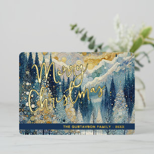 Fun Retro Abstraktes Winterschnee Wunderland Kunst Folien Feiertagskarte