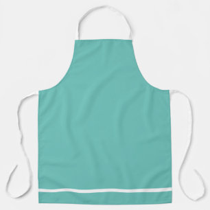 Fun Retro Aqua Farbblock Single Weißer Hem Streife Schürze