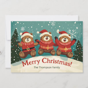 Fun Retro Bears Weihnachtskarte Feiertagskarte