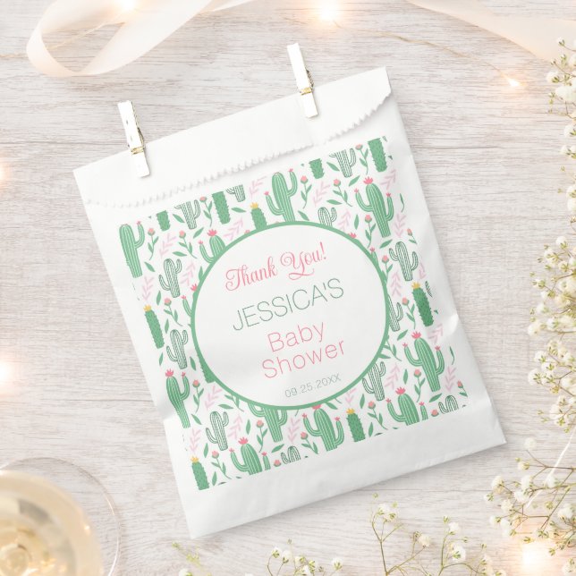Fun Retro Cactus succulent Floral Baby Shower Geschenktütchen (Ausgeschnitten)