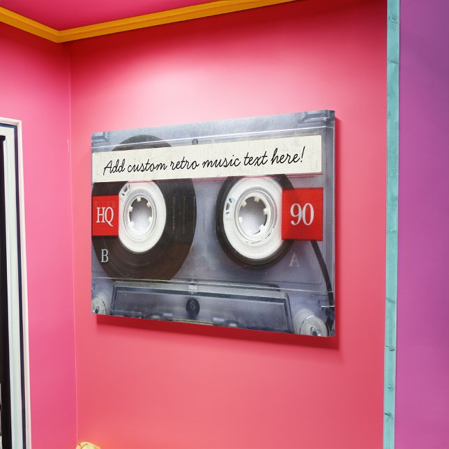 Fun Retro Cassette Leinwanddruck (1980s theme cassette tape wall art canvas room decor)