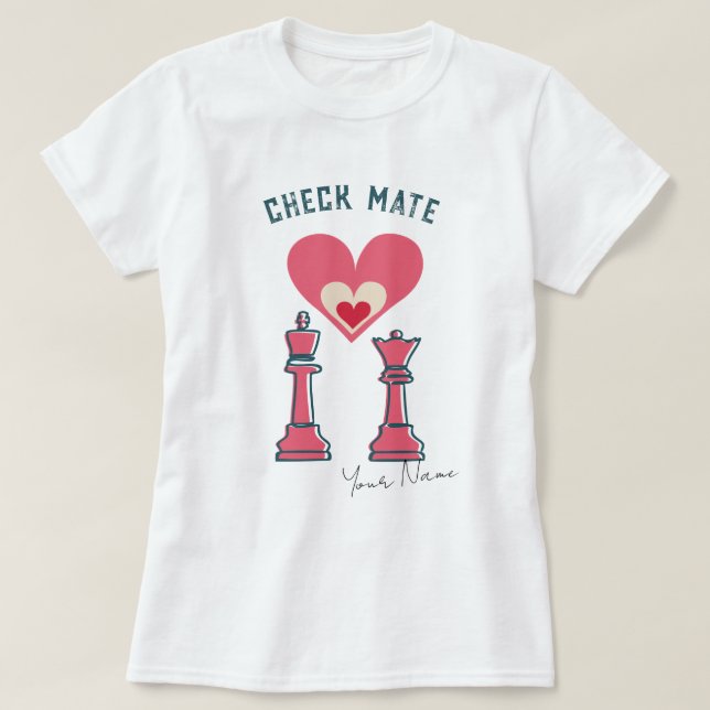 Fun Retro Checkmate Valentine Geschenke Paar T - S T-Shirt (Design vorne)