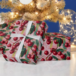 Fun Retro 'Cherry Pop' Rosa Geschenkpapier