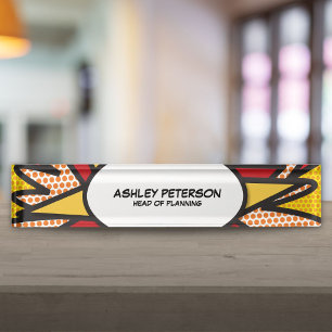 Fun Retro Comic Book Namensplakette