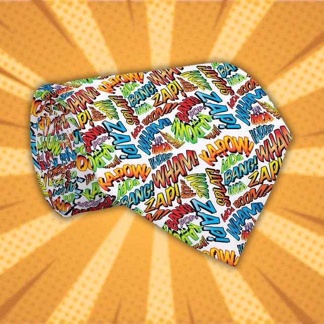 Fun Retro Comic Book Pop Art Krawatte (Fun Colorful Comic Book Pop Art Typographic Tie)