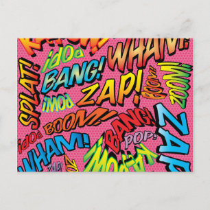 Fun Retro Comic Book Pop Art Sounds Postkarte
