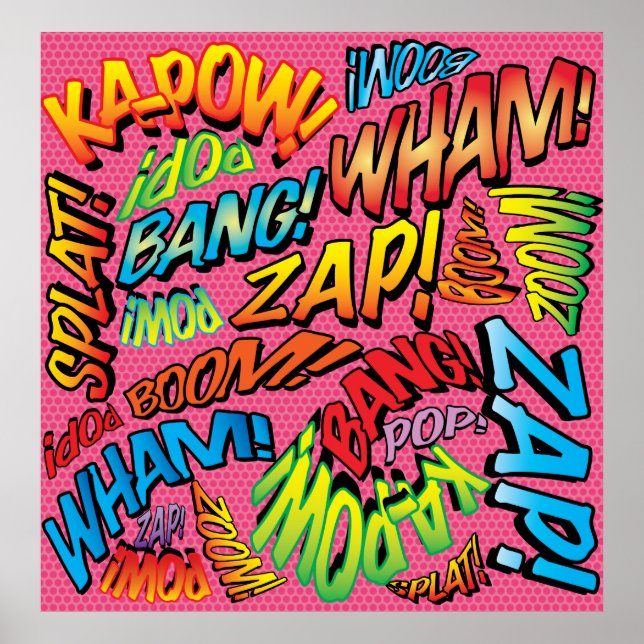 Fun Retro Comic Book Pop Artt Sounds Poster (Vorne)