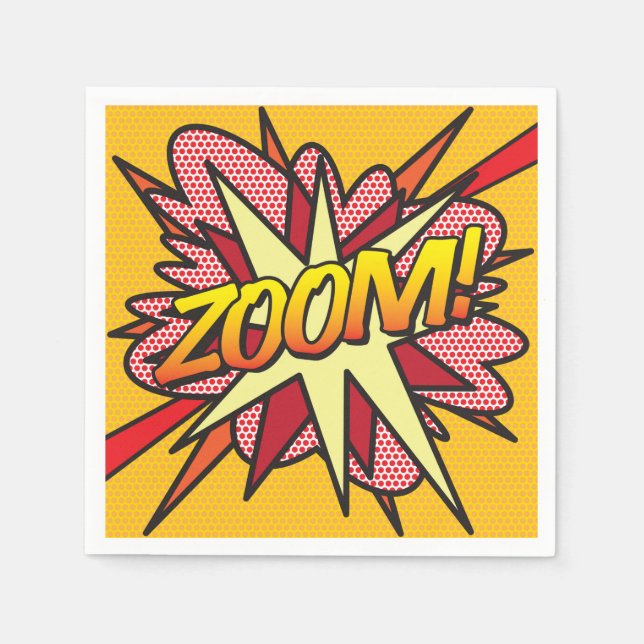 Fun Retro Comic Book ZOOM Serviette (Vorderseite)