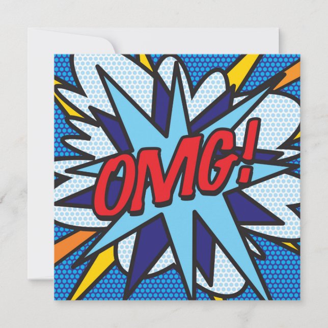 Fun Retro Comic Buch OMG Einladung (Vorderseite)
