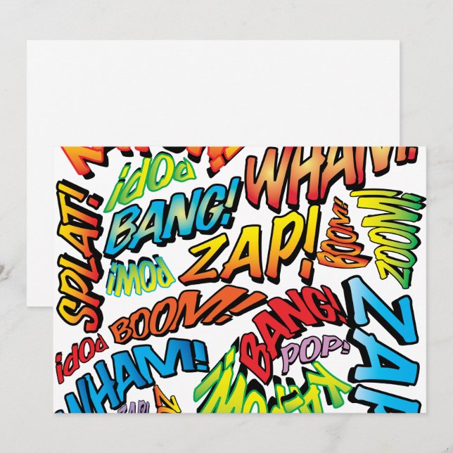 Fun Retro Comic Buch Pop Art Sounds Einladung (Vorne/Hinten)