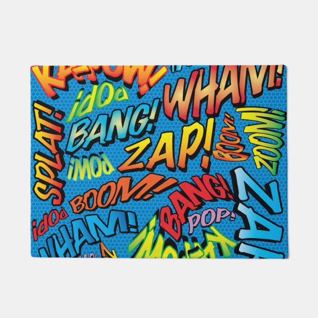 Fun Retro Comic Buch Pop Art Sounds Fußmatte (Vorderseite)