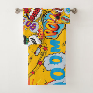 Fun Retro Comic Buch Pop Kunstvoll Badhandtuch Set