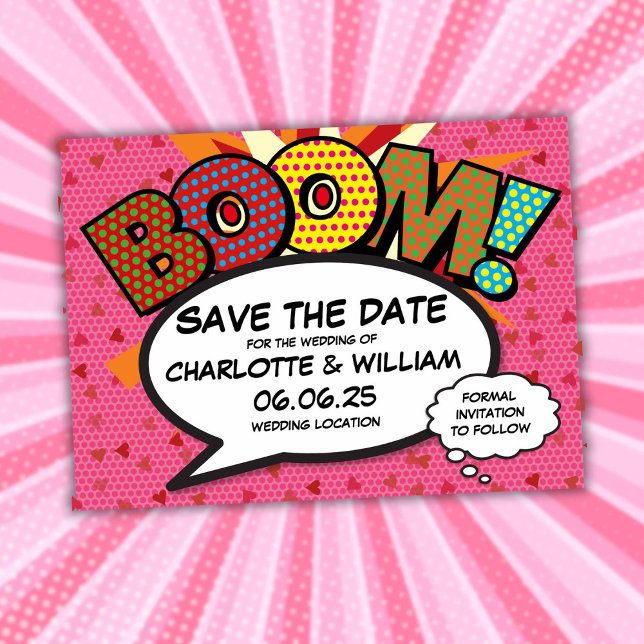 Fun Retro Comic Hochzeit speichern das Datum Save The Date (Fun Retro Comic Book Wedding Save the Date)