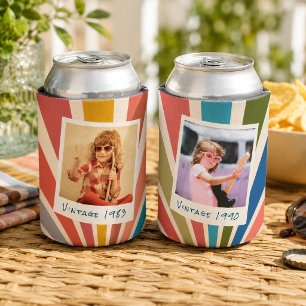 Fun Retro Custom 2 Foto Geburtstag Vintag Dosenkühler