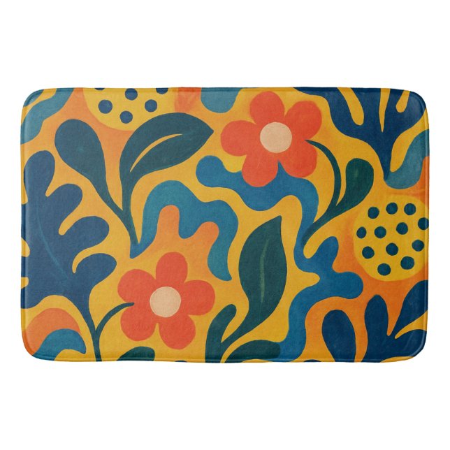 Fun Retro Garden Collage Muster Motif Badematte (Vorderseite)